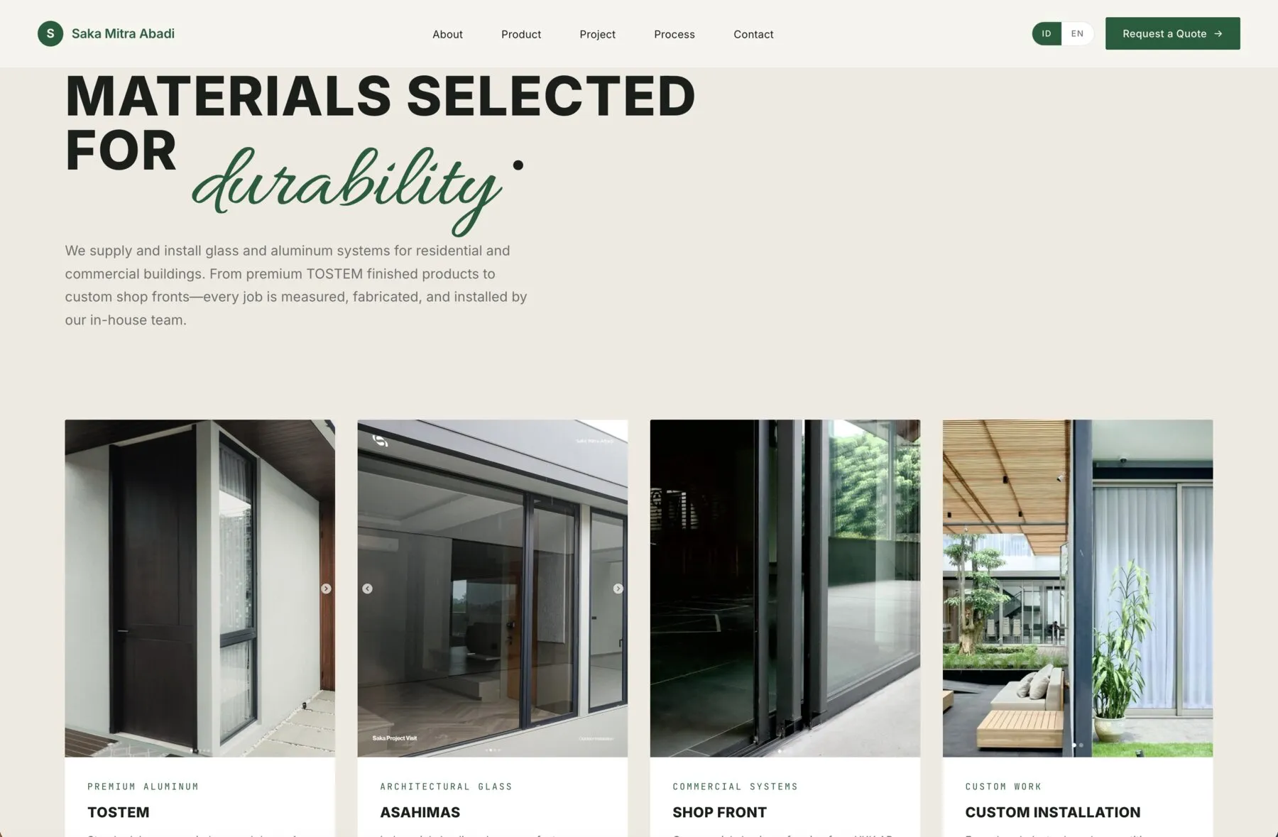 Saka Mitra Abadi materials selection