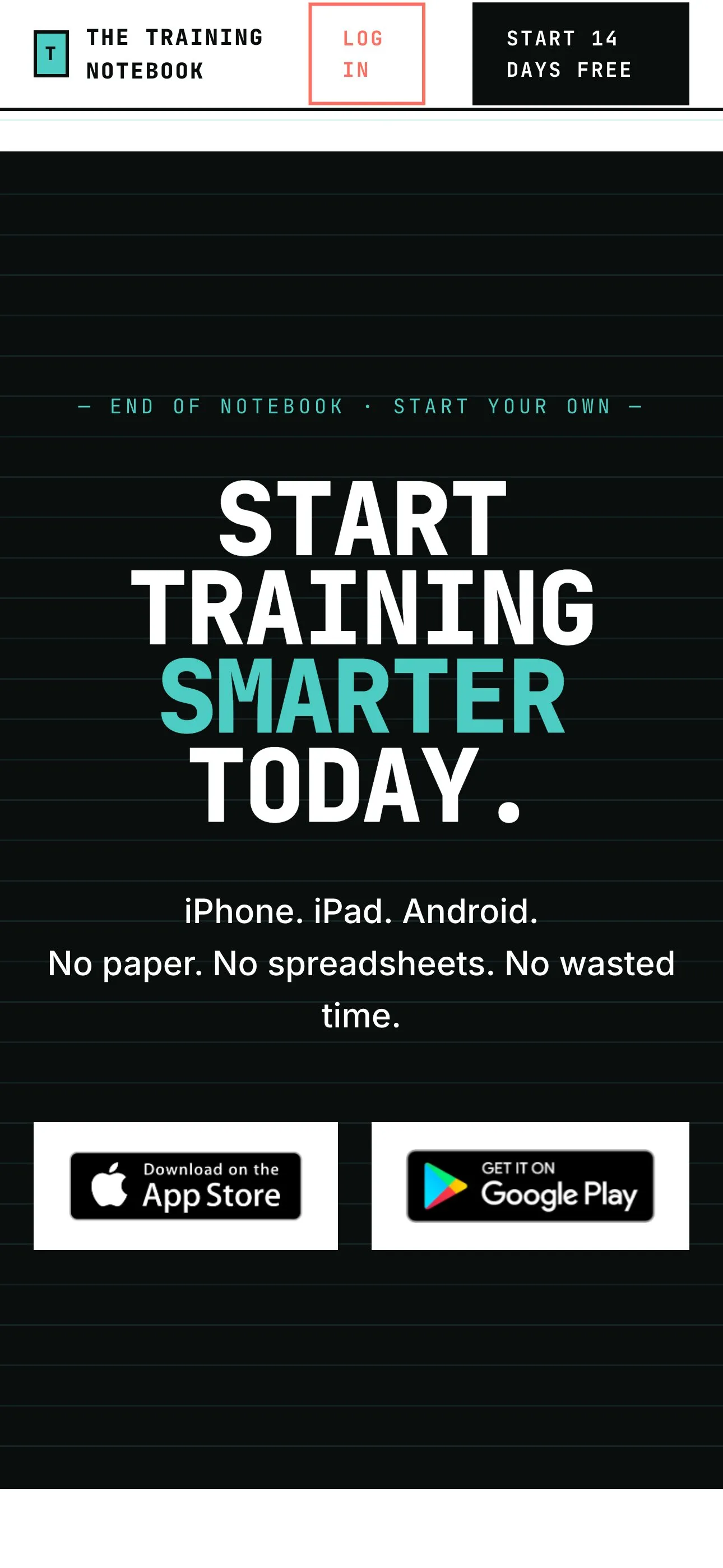 The Training Notebook on mobile